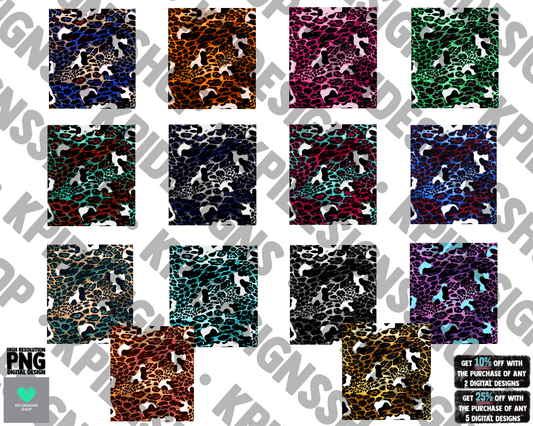 Sleeve BUNDLE of 14 Leopard & Cow Prints - PNG - Digital Design