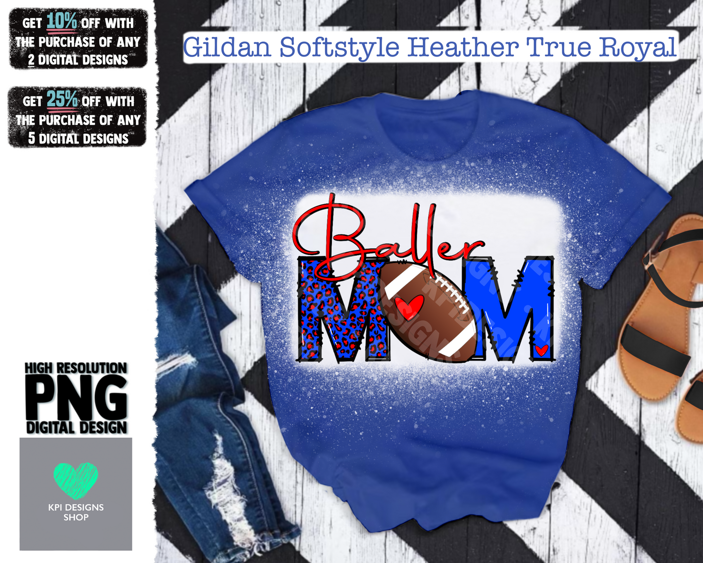 Baller Mom - Football (4-pack) - PNG - Digital Design