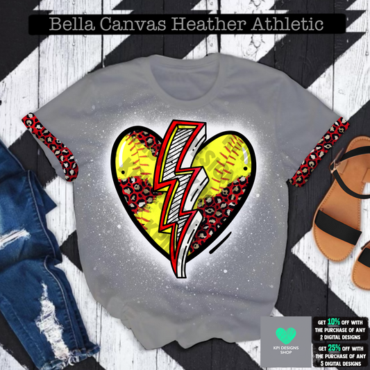 Softball Bolt/Heart - (Mar2022) - PNG - Digital Design