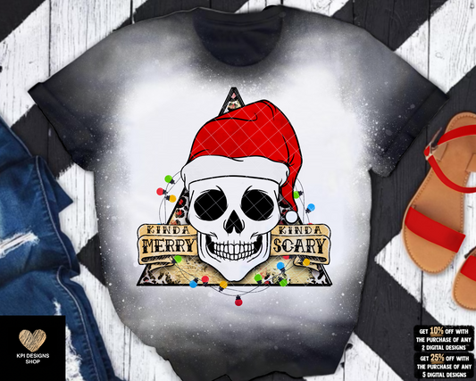 Kinda Merry, Kinda Scary Skull Option 1 (4-pack) - Oct2022 - PNG - Digital Design