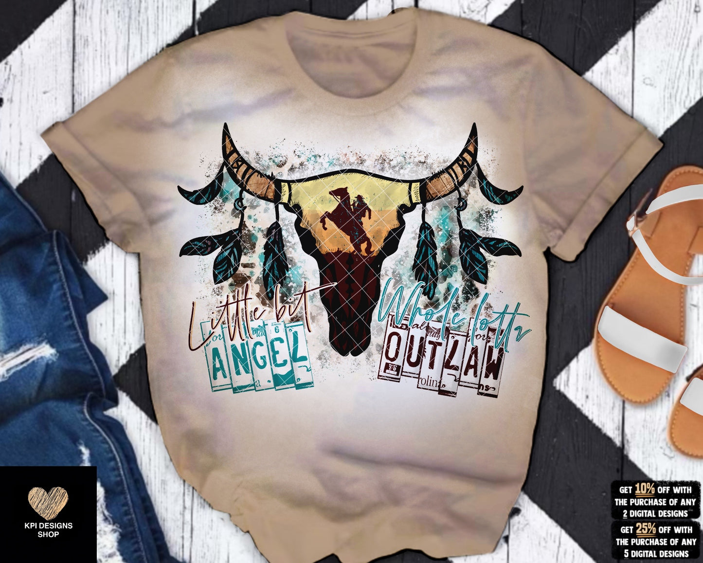 Little Bit Angel, Whole Lotta Outlaw w/ Matching Pocket (2-pack) - Mar2023 - PNG - Digital Design