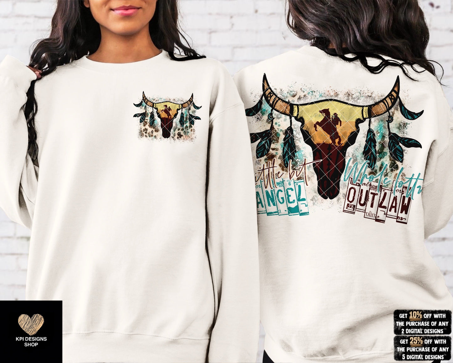 Little Bit Angel, Whole Lotta Outlaw w/ Matching Pocket (2-pack) - Mar2023 - PNG - Digital Design