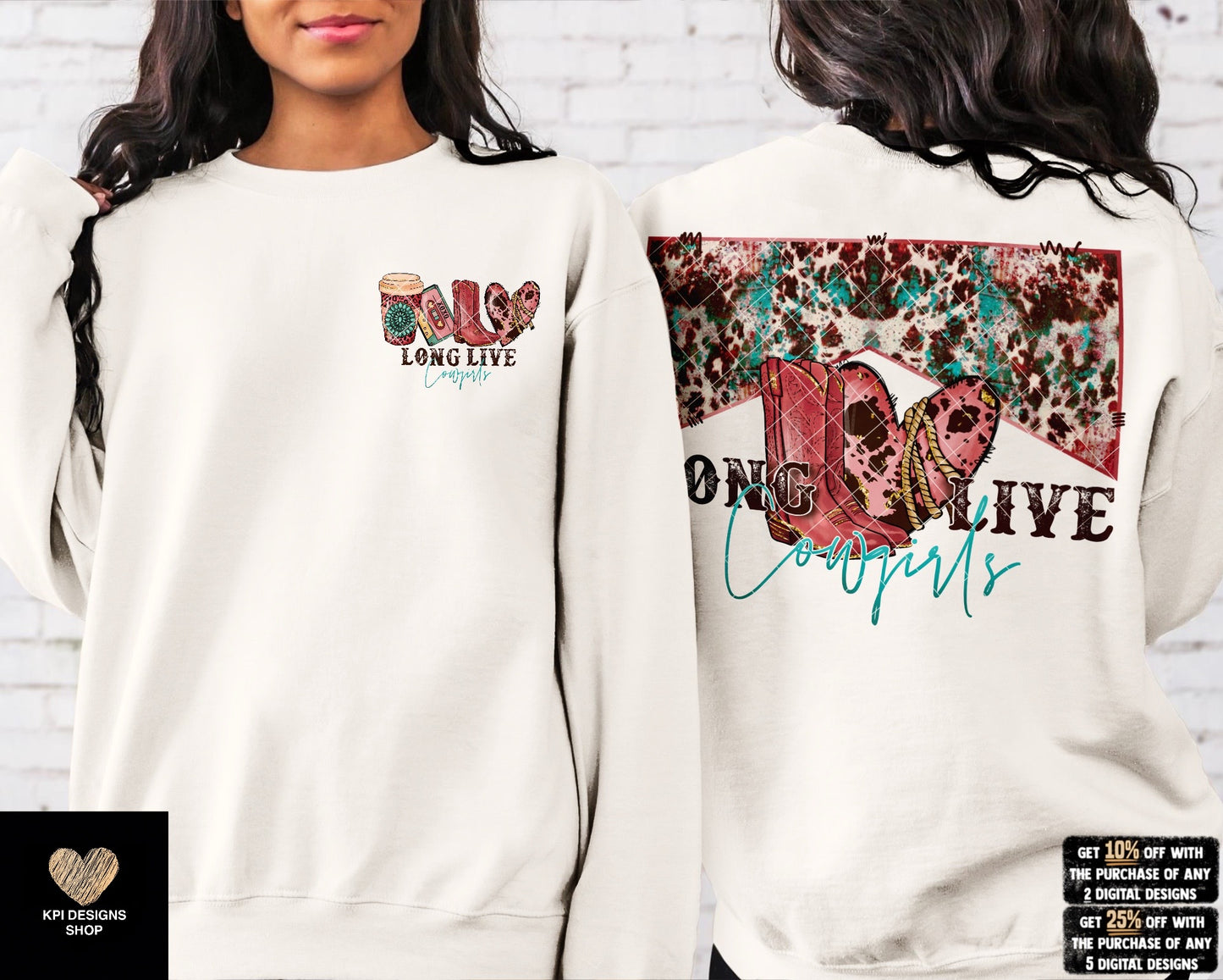 Long Live Cowgirls w/ Matching Pocket (2-pack) - Mar2023 - PNG - Digital Design