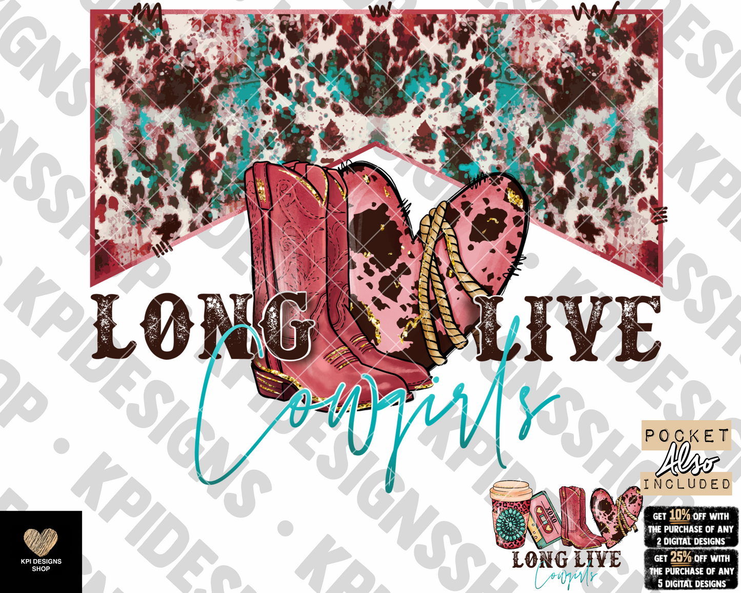 Long Live Cowgirls w/ Matching Pocket (2-pack) - Mar2023 - PNG - Digital Design