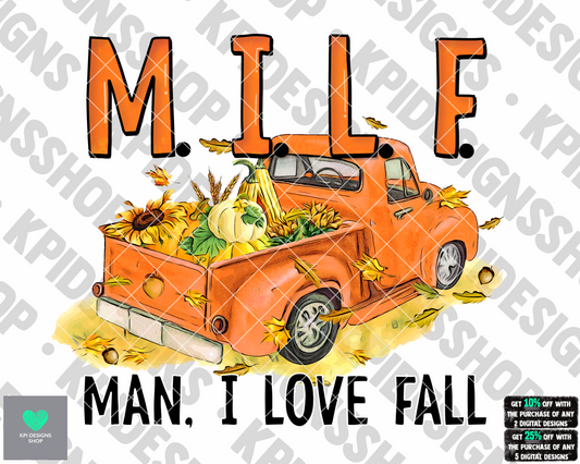 Man, I Love Fall w/ Truck (2-pack) - July2022 - PNG - Digital Design