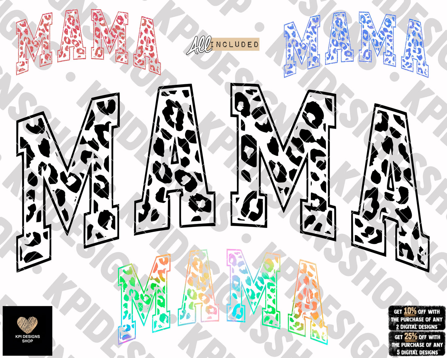 Leopard Mama (4-pack) - Feb2023 - PNG - Digital Design