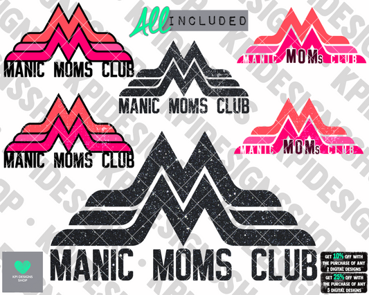 Manic Mom's Club (6-pack)- May2022 - PNG - Digital Design