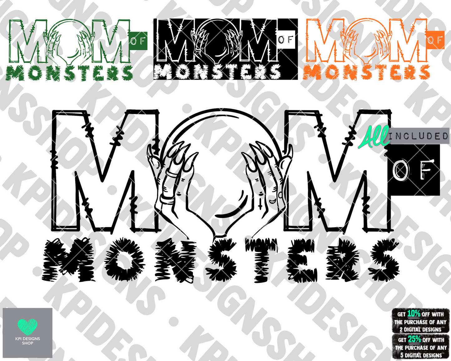 Mom of Monsters (4-pack) - July2022 - PNG - Digital Designs