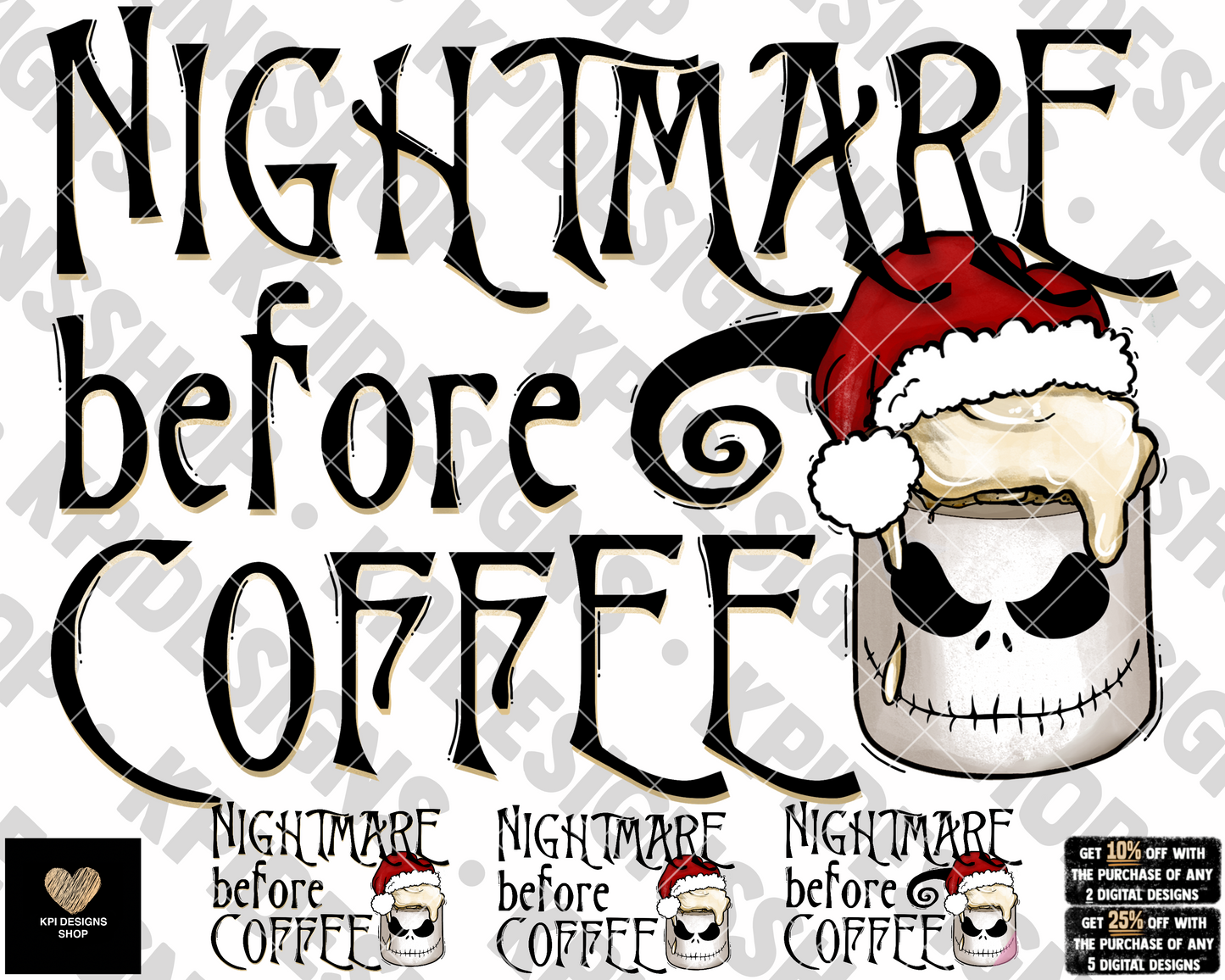 Nightmare Before Coffee (4-pack) - Oct2022 - PNG - Digital Design