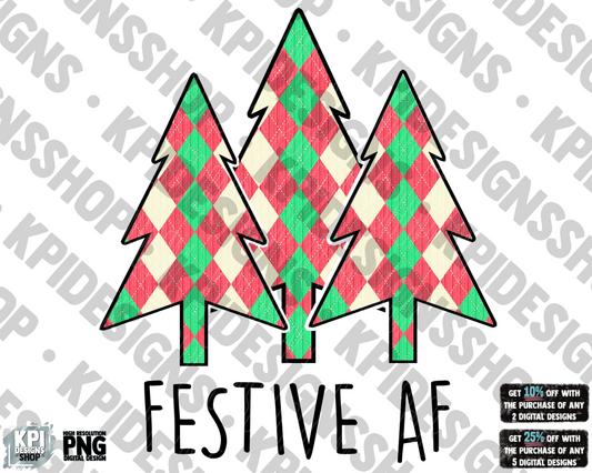 Festive AF Christmas - PNG - Digital Design