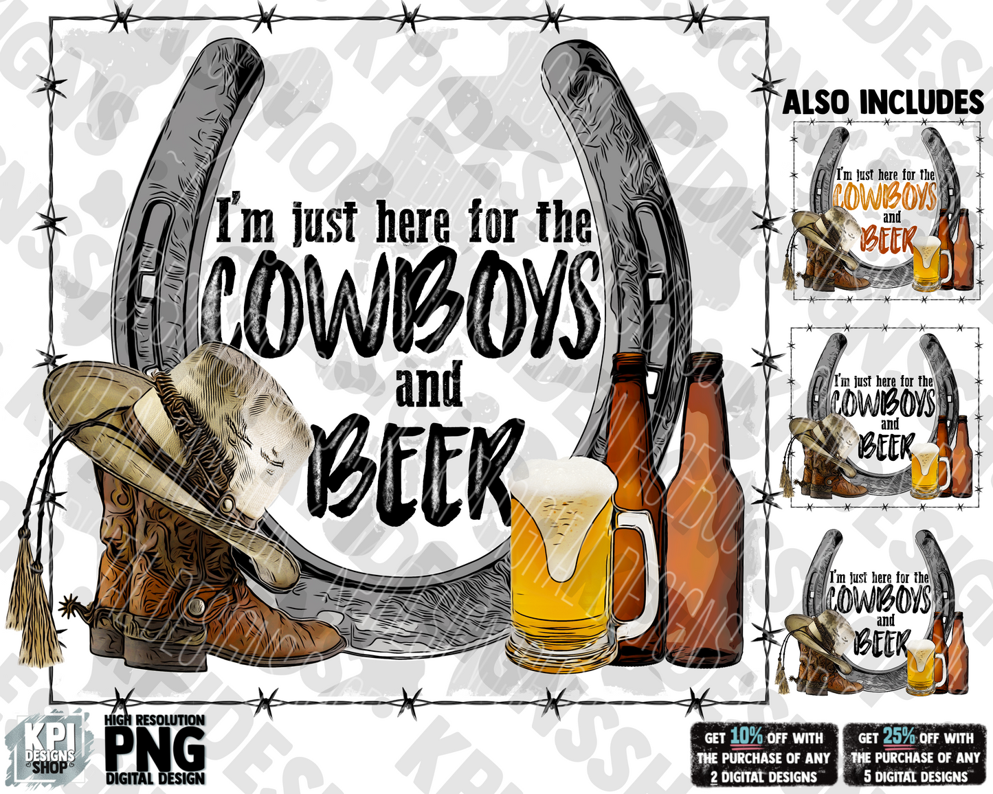 Cowboys and Beer (4-pack) - PNG - Digital Design