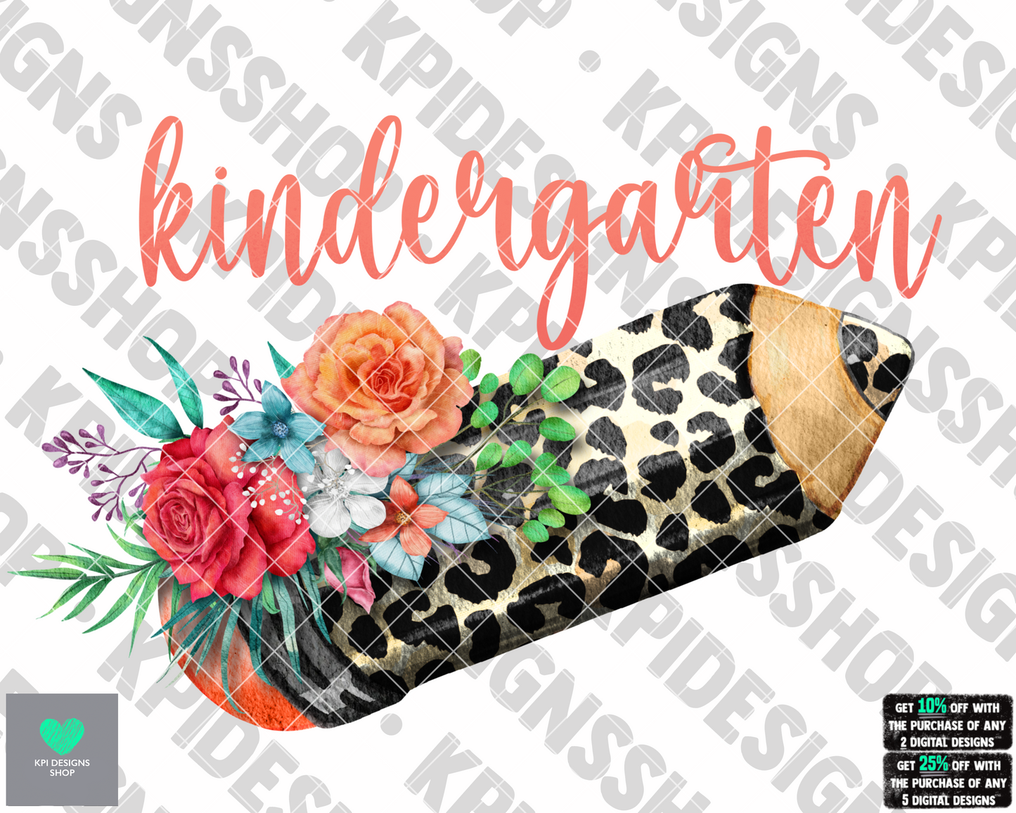 Kindergarten Leopard Pencil - Aug2022 - PNG - Digital Design