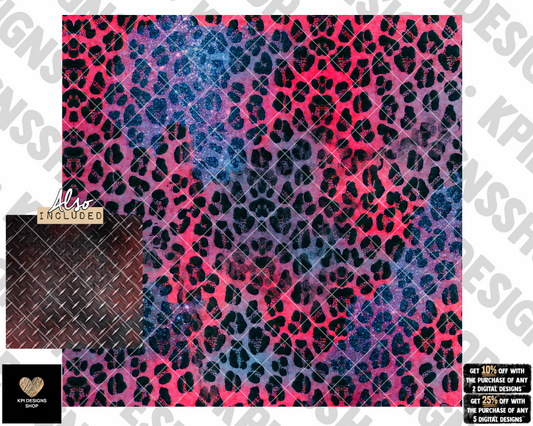 Pink/Blue Leopard & Diamond Plate Sleeve (2-pack) - Nov2022 - PNG - Digital Design