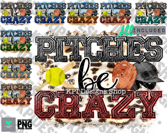 Pitches Be Crazy (9-pack) (Softball) - Apr2022 - PNG - Digital Design