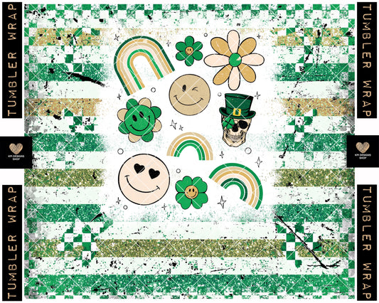 Tumbler Wrap: Retro St. Patrick's Day - Feb2023 - PNG - Digital Design