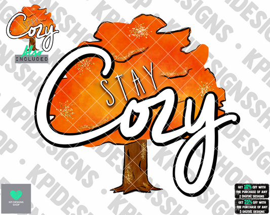 Stay Cozy (tree) (2-pack) - Sept2022 - PNG - Digital Design