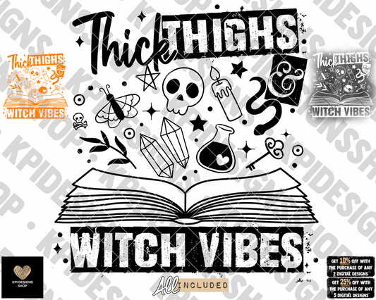 Thick Thighs & Witch Vibes (3-pack) - Sept2022 - PNG - Digital Design