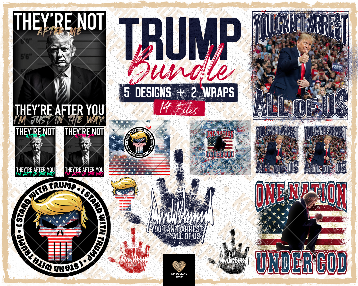 Trump Freedom Bundle - 15 Files (5 Designs + 2 Tumbler Wraps)