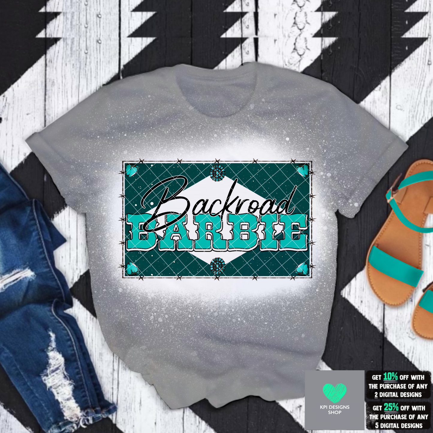 BUNDLE: Backroad/Backwoods Babe & Barbie (Turquoise) - May2022 - PNG - Digital Design