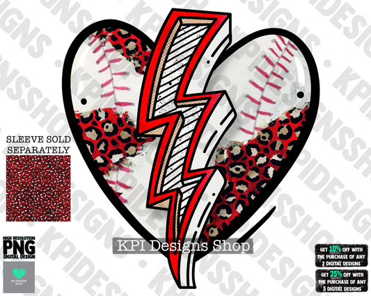 Baseball Bolt/Heart - (Mar2022) - PNG - Digital Design