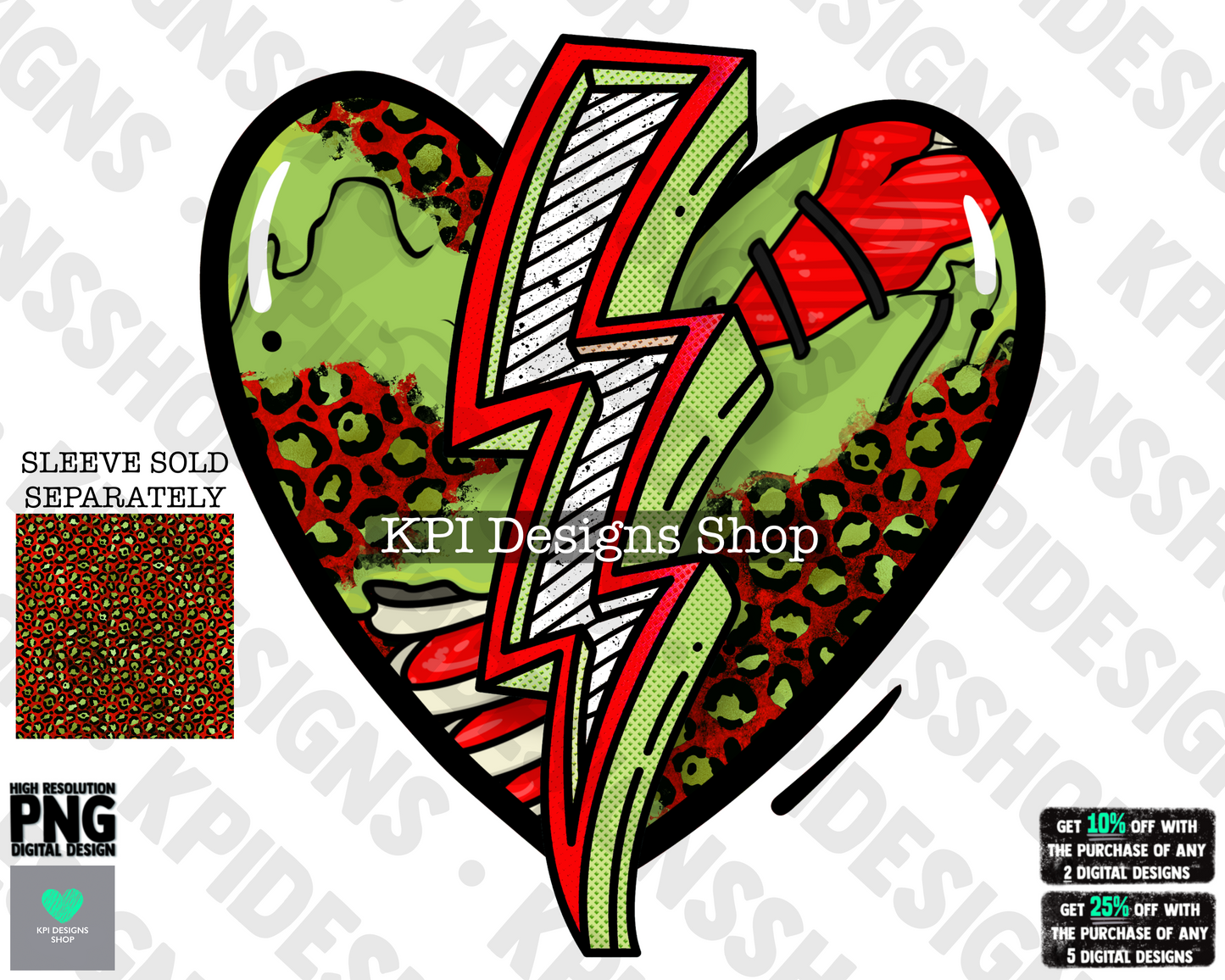 Zombie Bolt/Heart - (Mar2022) - PNG - Digital Design