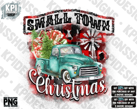 Small Town Christmas - Buffalo Plaid - PNG - Digital Design