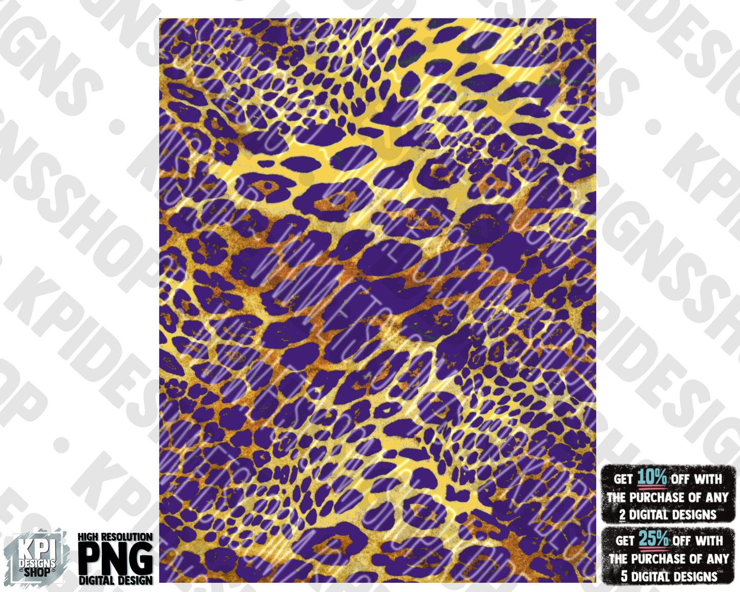 Purple & Yellow Leopard Print - PNG - Digital Design