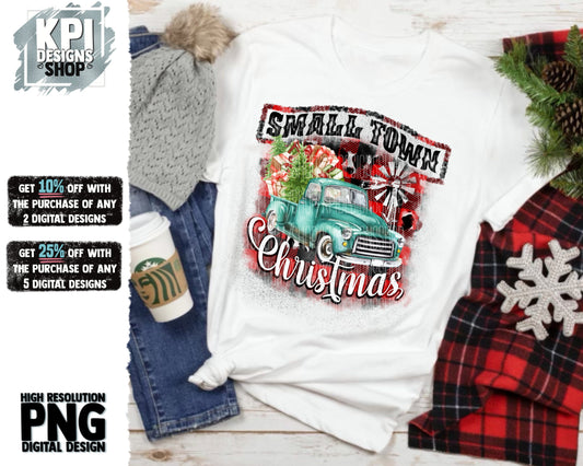 Small Town Christmas - Buffalo Plaid - PNG - Digital Design