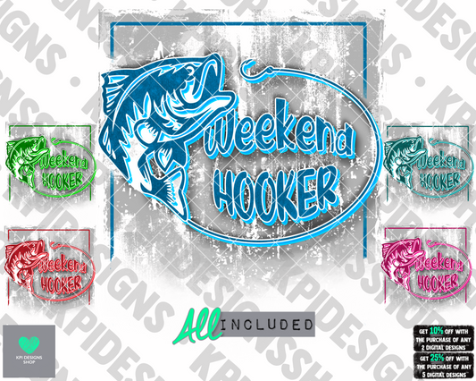 Weekend Hooker - 5-pack (Fishing)  - Feb2022 - PNG - Digital Design