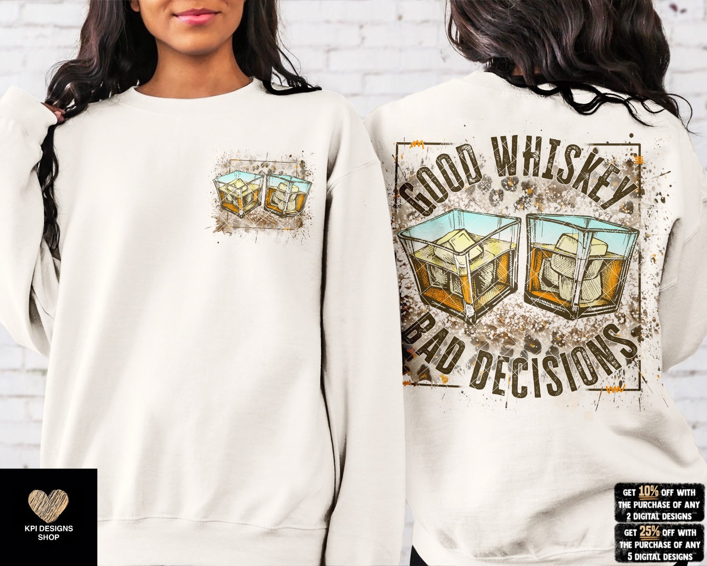 Good Whiskey, Bad Decisions w/ Matching Pocket (2-pack) - Mar2023 - PNG - Digital Design