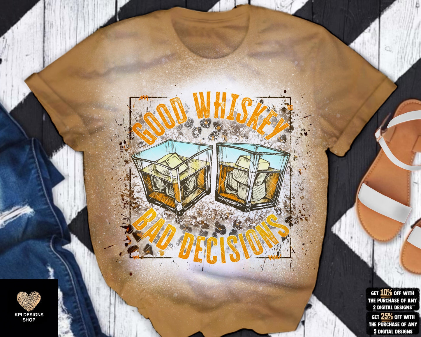 Good Whiskey, Bad Decisions w/ Matching Pocket (2-pack) - Mar2023 - PNG - Digital Design